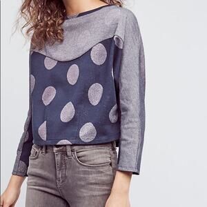 Anthropologie Postmark cropped metallic polka dot pullover sweatshirt